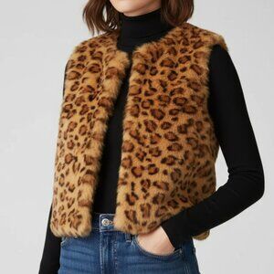 THIS IS THE ONE! Luxurious Women's Brown Leopard Print Rabbit Fur Vest Plush MED